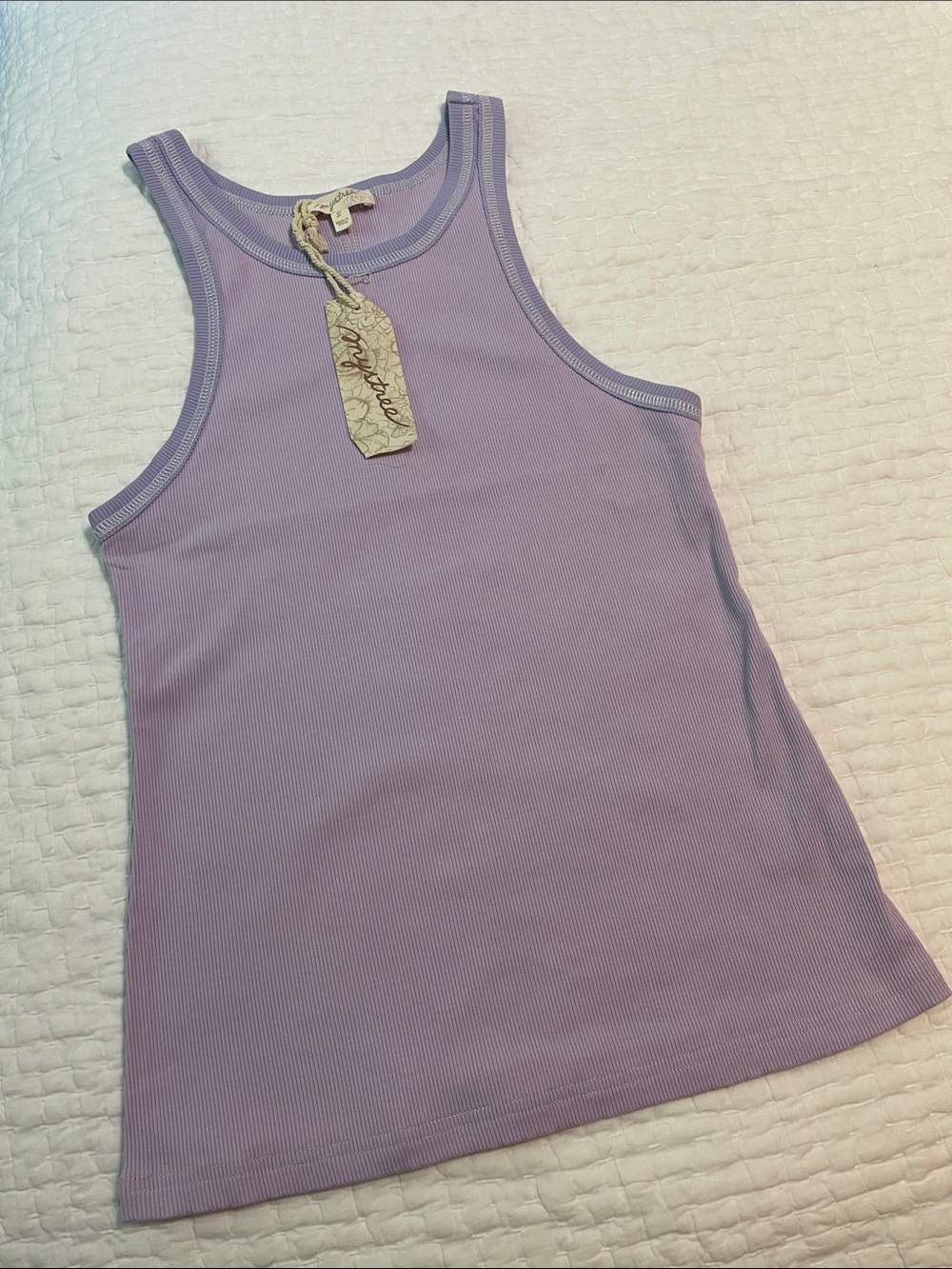 NWT Mystree Lavender Ribbed Tank Top - Size Small